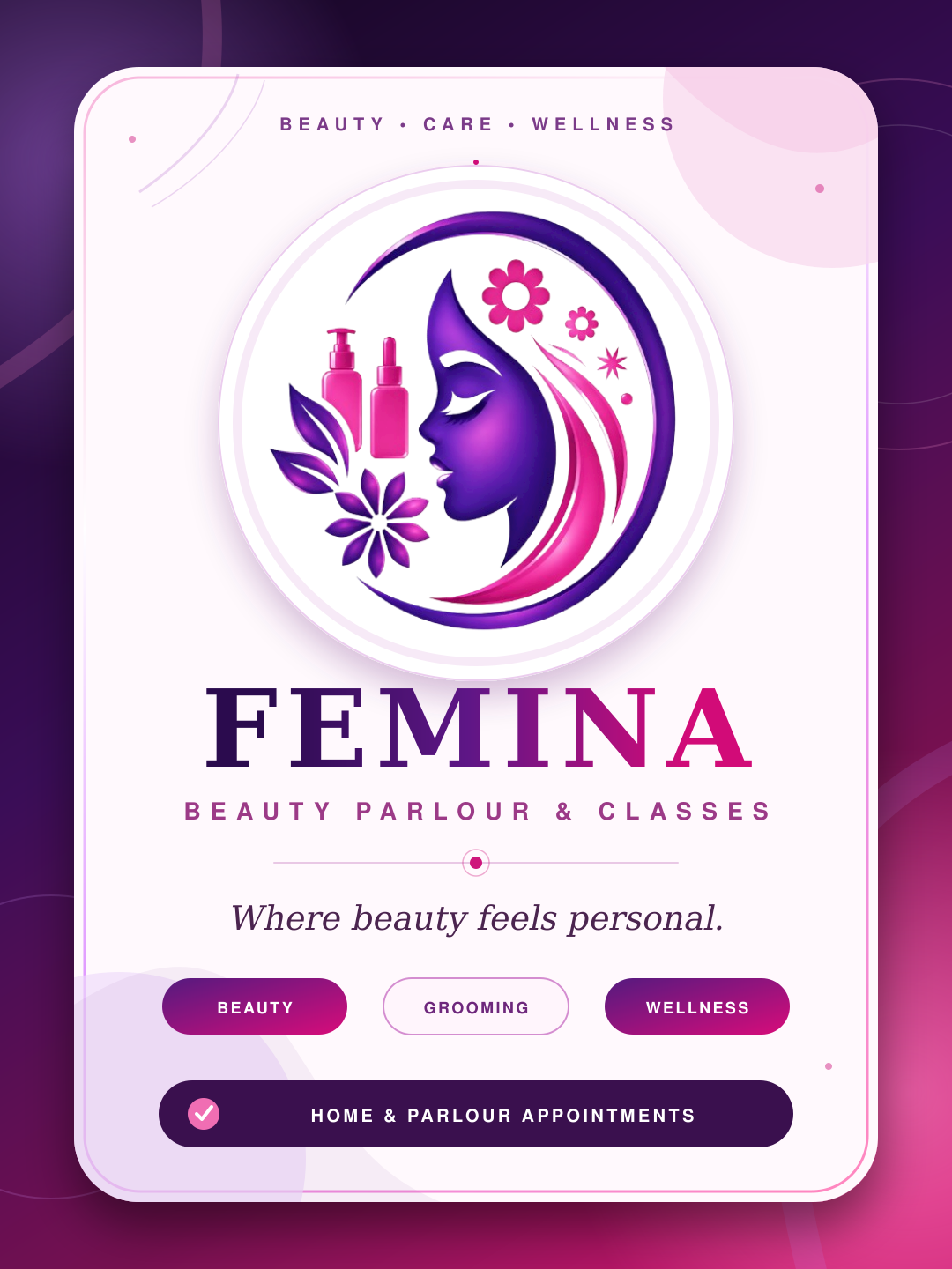 Elegant beauty and personal care appointment experience