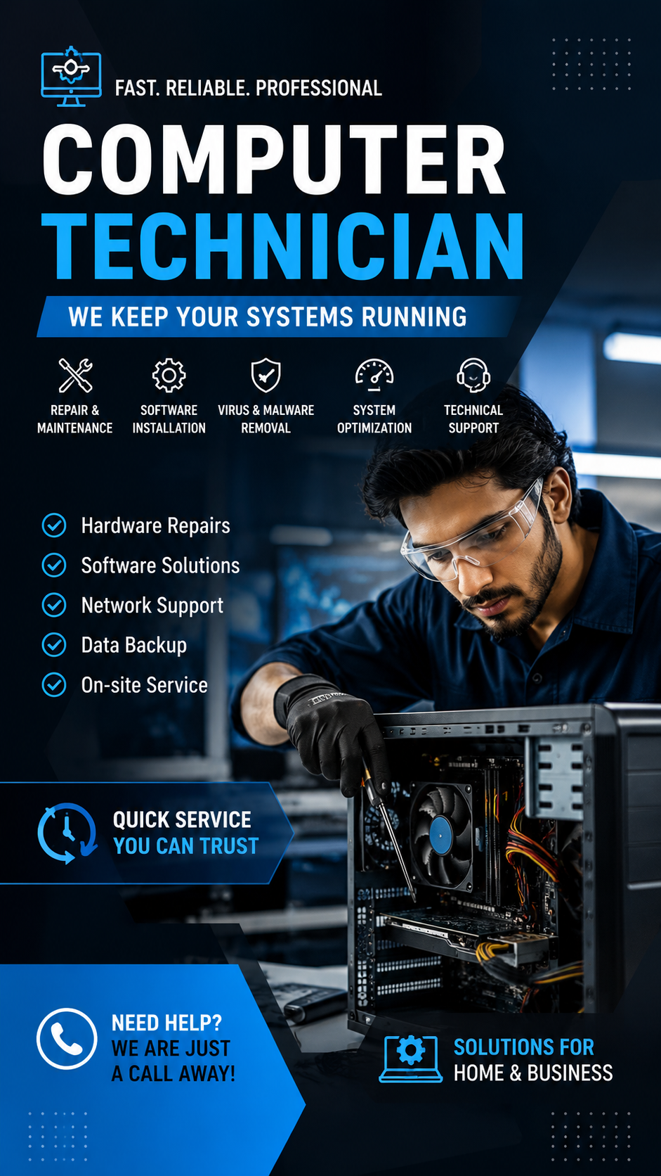 Kamalbhai - Computer Technician-(કમ્પ્યુટર ટેકનિશિયન), CCTV Maintenance-(CCTV મેન્ટેનન્સ), Security System Installer-(સિક્યુરિટી સિસ્ટમ ઇન્સ્ટોલર), Home Automation-(હોમ ઓટોમેશન)